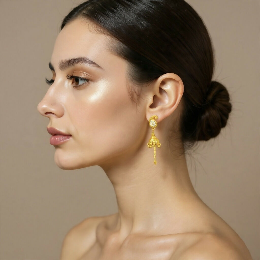 Traditional Paisley Stud with Hanging Jhumka Drops
