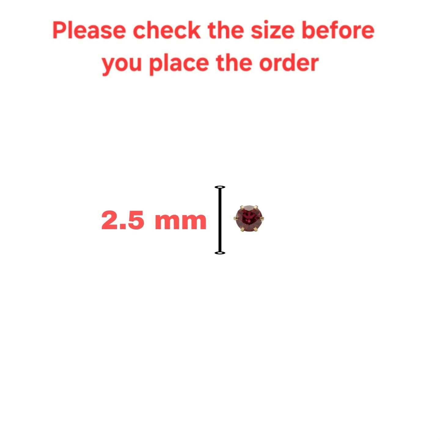 Gold Red Ruby AD Nosepin Stud Flat Back Labret Piercing for women and girls