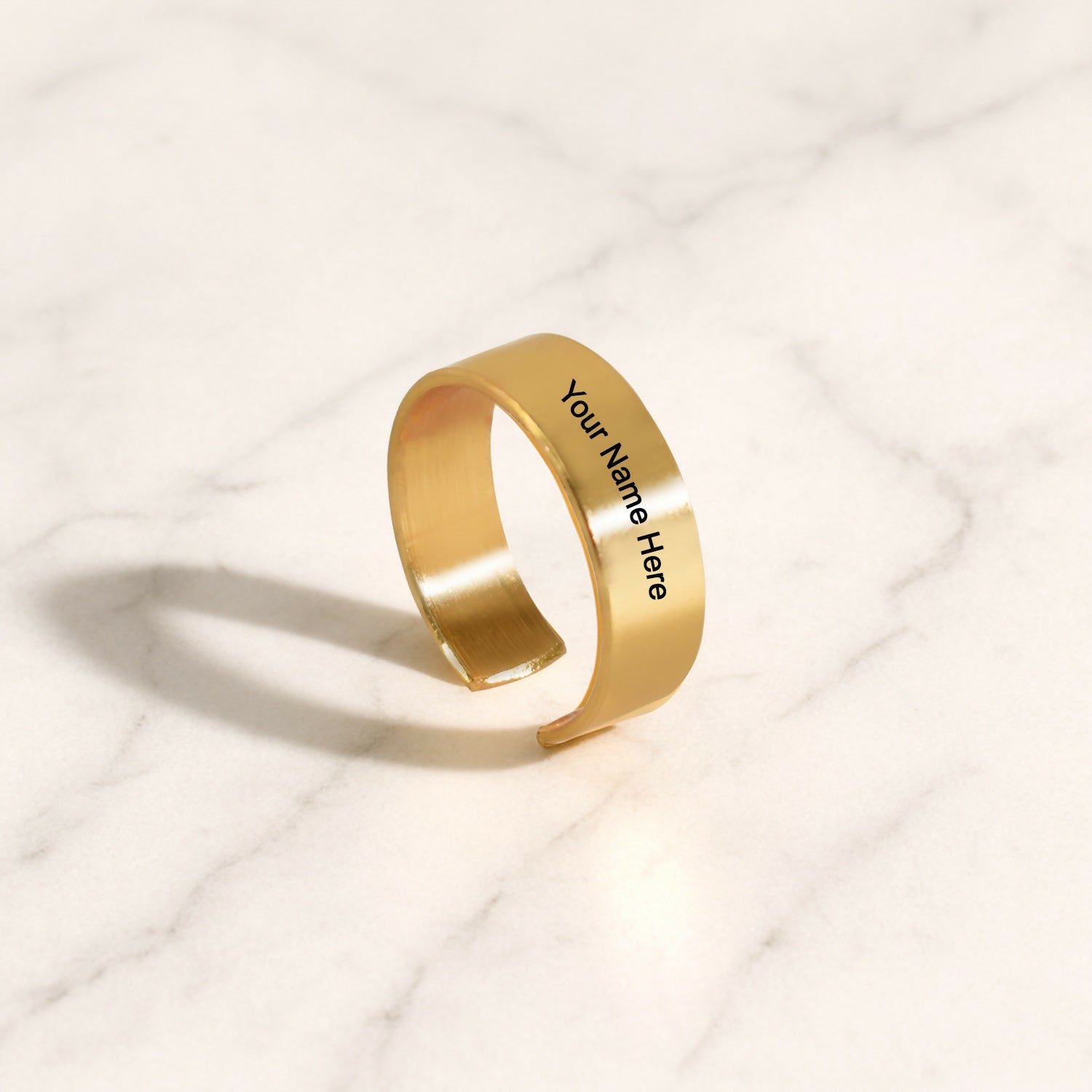Personalized Gold Stainless Steel Adjustable Name Ring
