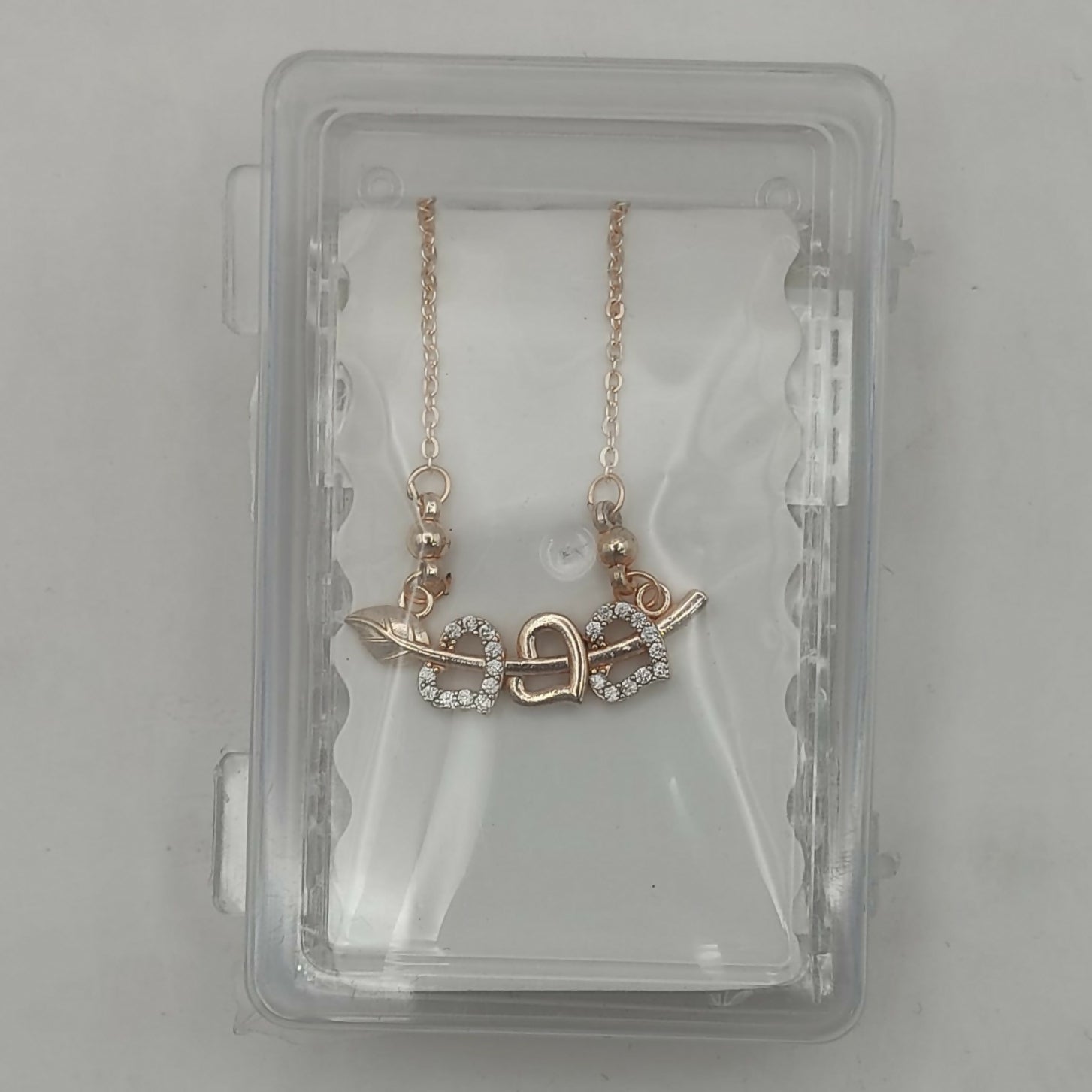 Rose Gold plated Interlocking Triple Heart Pendant Necklace For women and girls