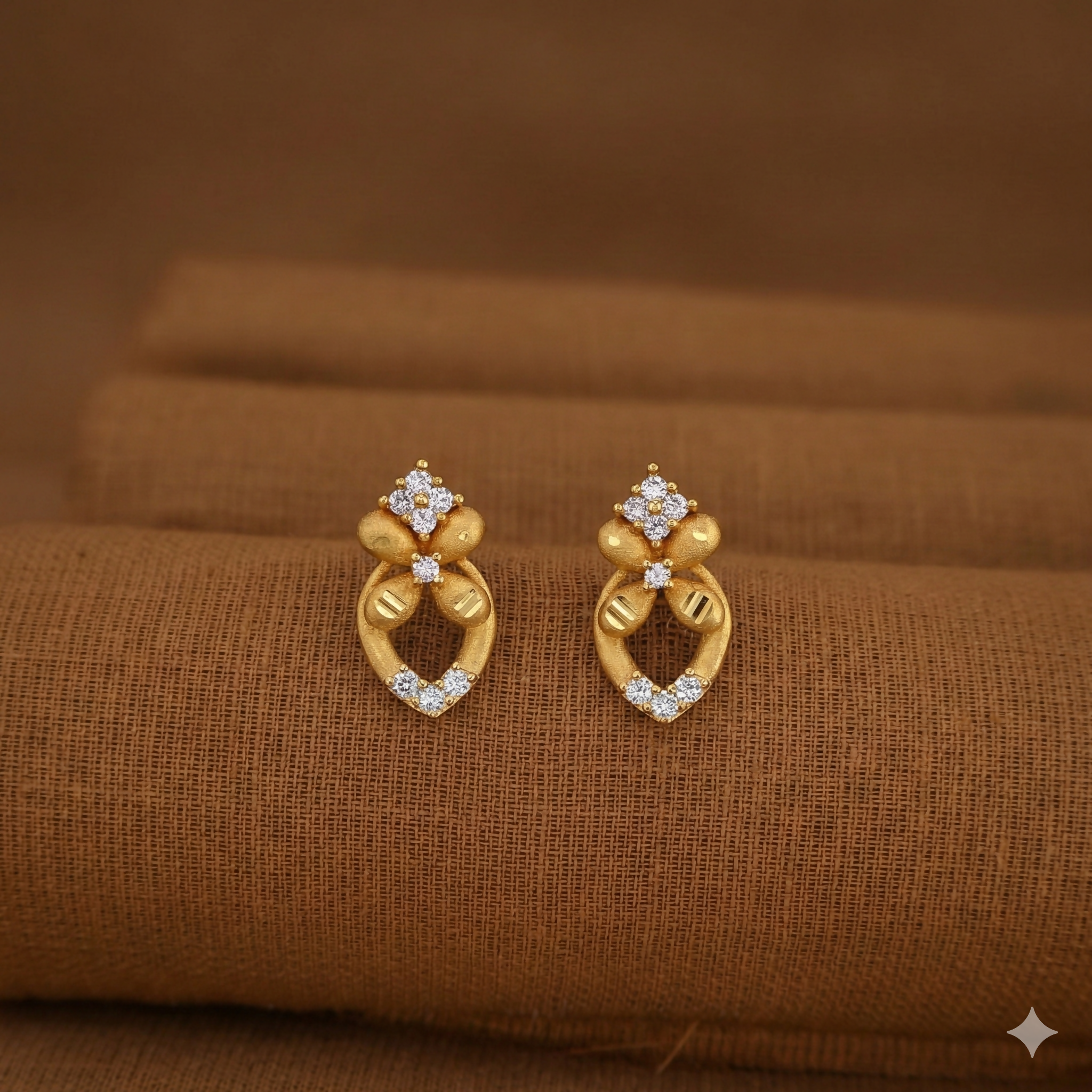 Gold-Plated Floral Lattice Drop Earrings with AD for women and girls