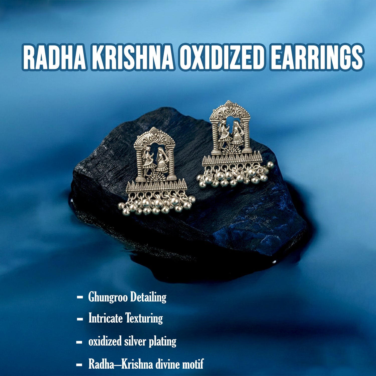 Handcrafted Radha Krishna Design with Ghungroo Drops