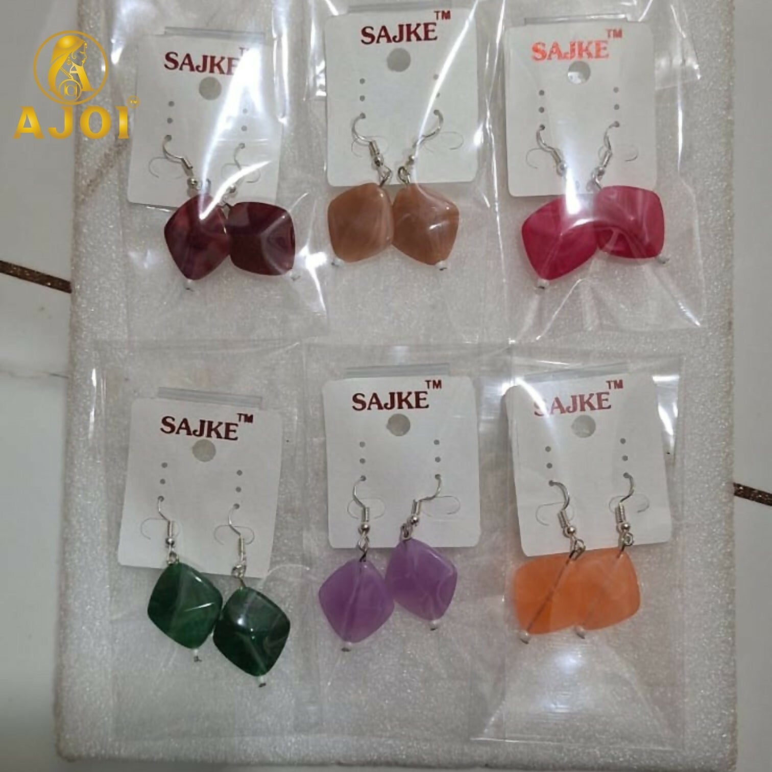 Colorful Geometric Stone Drop Earrings