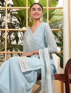Sky Blue Georgette Salwar Suit With Sequence Embroidery Work