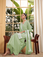 Pista Green Georgette Salwar Suit With Sequence Embroidery Work