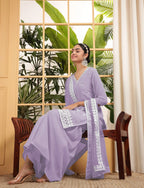 Lavender Georgette Salwar Suit With Sequence Embroidery Work
