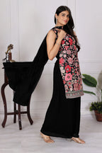 Black Georgette Palazzo Salwar Suit With Sequence Embroidery Work