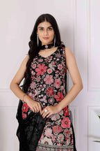 Black Georgette Palazzo Salwar Suit With Sequence Embroidery Work