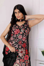 Black Georgette Palazzo Salwar Suit With Sequence Embroidery Work