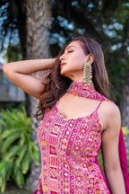 Pink Chinon Sequence Embroidery Work Palazzo Salwar Suit