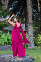 Pink Chinon Sequence Embroidery Work Palazzo Salwar Suit