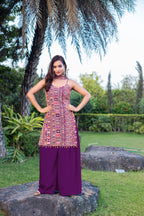 Purple Chinon Sequence Embroidery Work Palazzo Salwar Suit