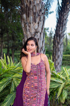 Purple Chinon Sequence Embroidery Work Palazzo Salwar Suit