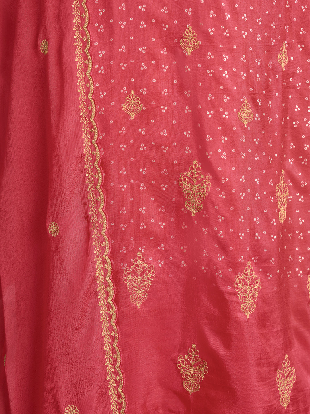 Digital Bandhani Printed Kurta with Trouser and Scalloped Dupatta - qivii