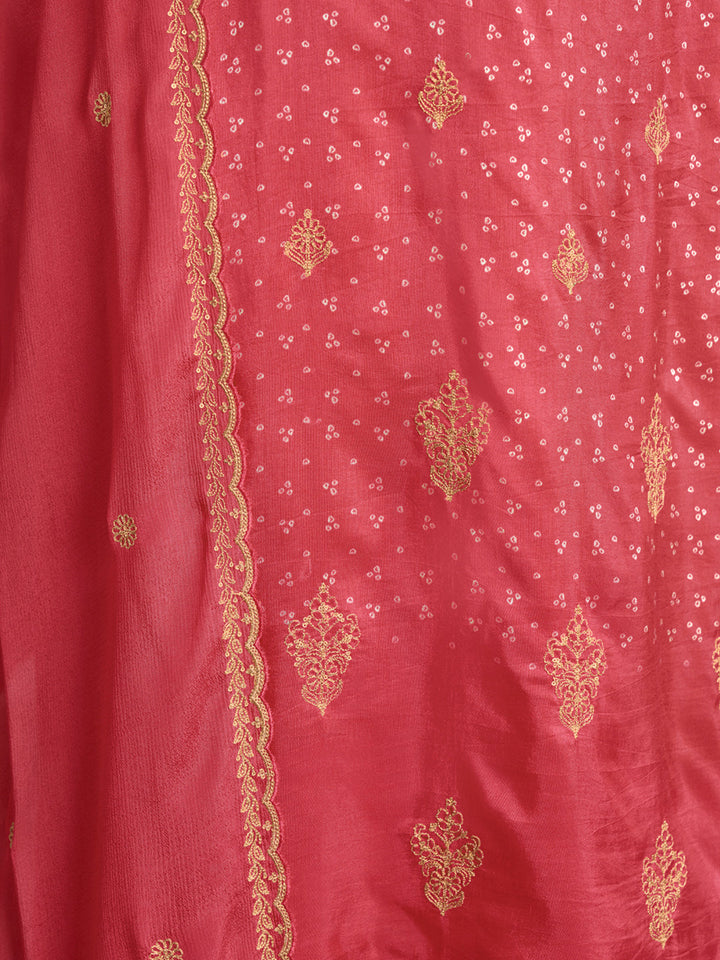 Digital Bandhani Printed Kurta with Trouser and Scalloped Dupatta - qivii