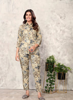 Yellowish Floral Co-ord Set.