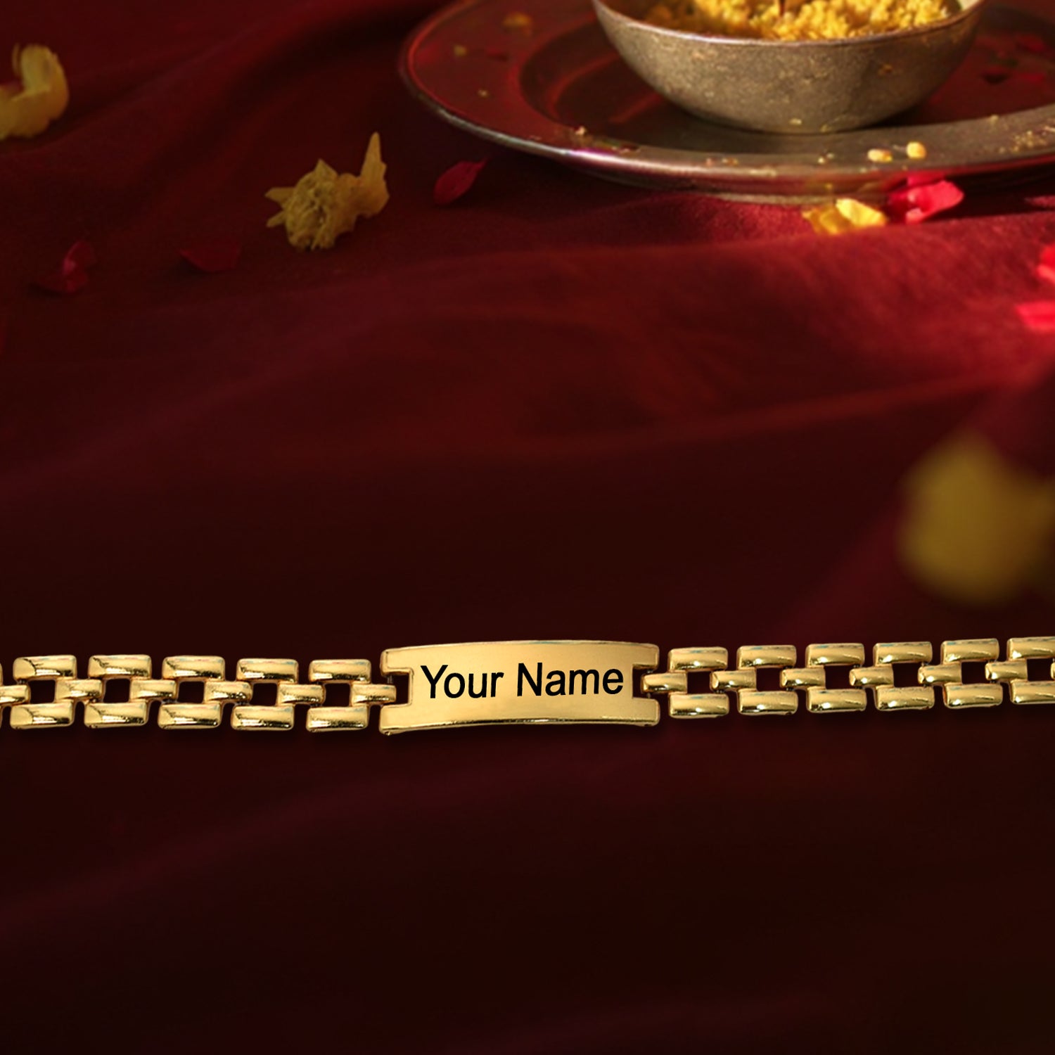Custom Engraved Gold-Plated Name Bracelet for Men – Elegant Personalized Gift