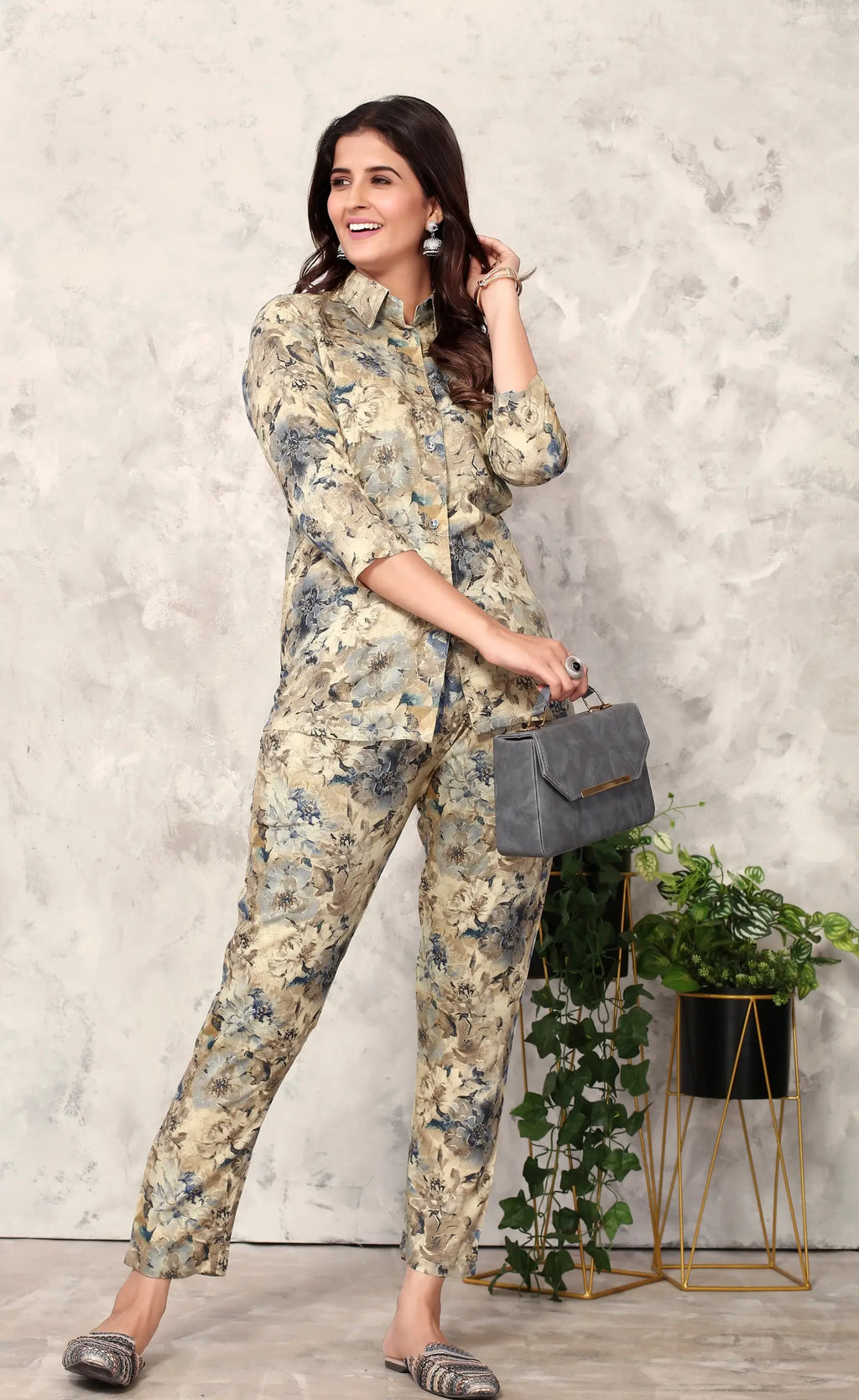 Yellowish Floral Co-ord Set.