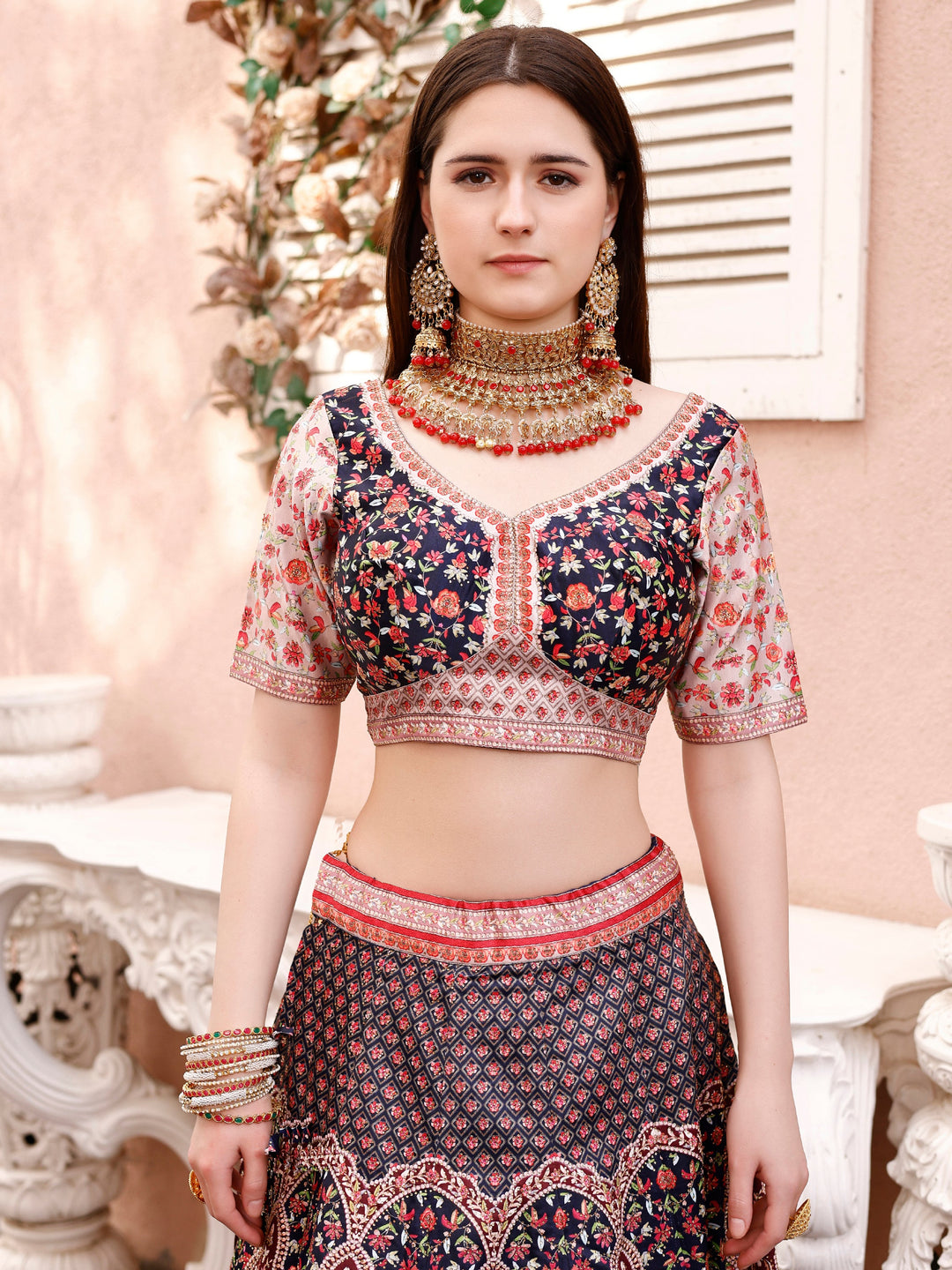 Dazzling Elegance: Swarovski Embellished Lehengas for Bridal Bliss and Semi-Bridal Splendor - qivii