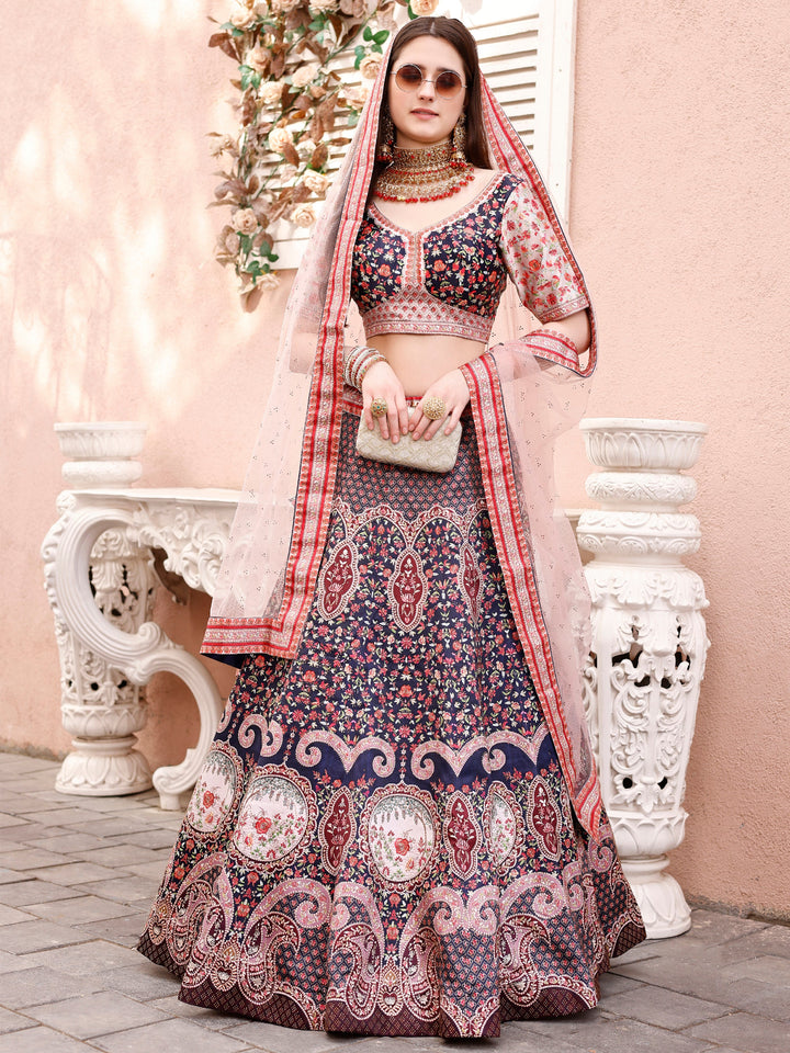 Dazzling Elegance: Swarovski Embellished Lehengas for Bridal Bliss and Semi-Bridal Splendor - qivii