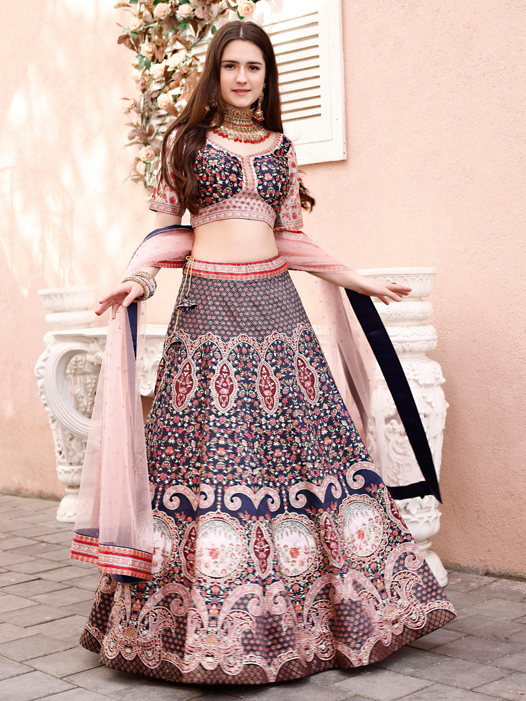 Dazzling Elegance: Swarovski Embellished Lehengas for Bridal Bliss and Semi-Bridal Splendor - qivii