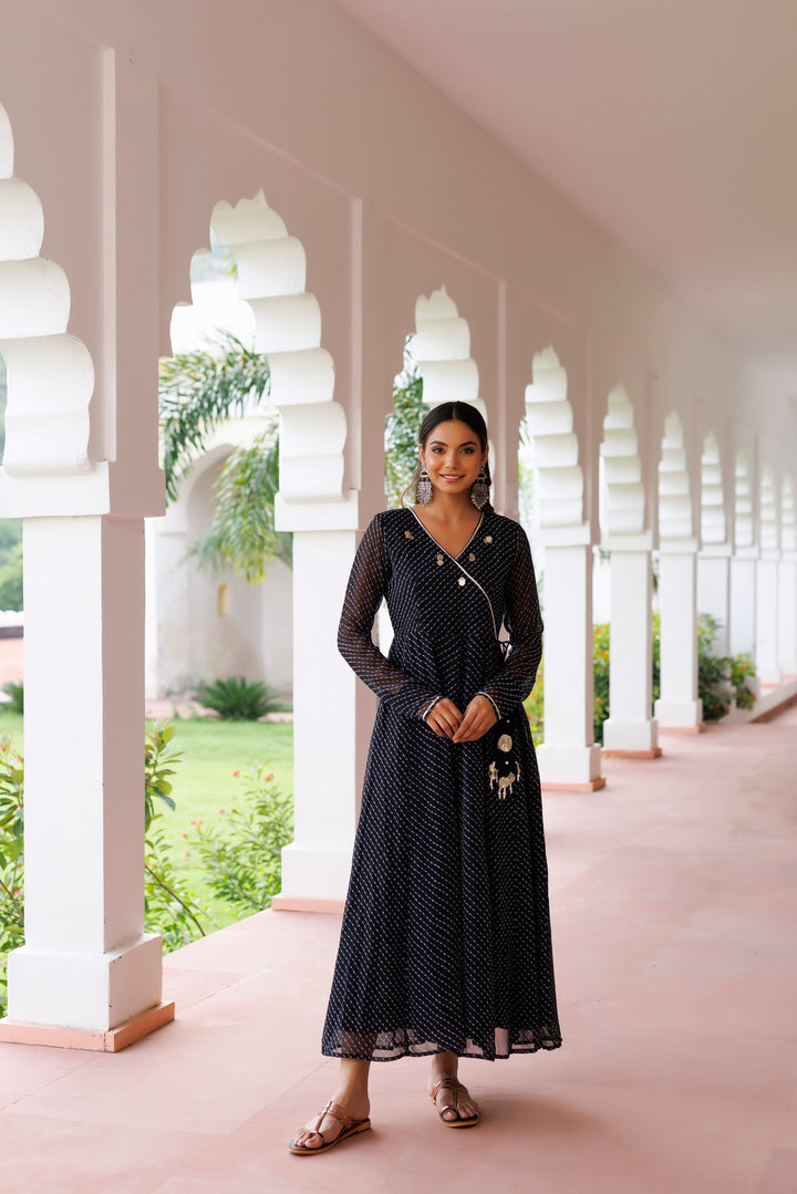 Black Leheriya Kurta