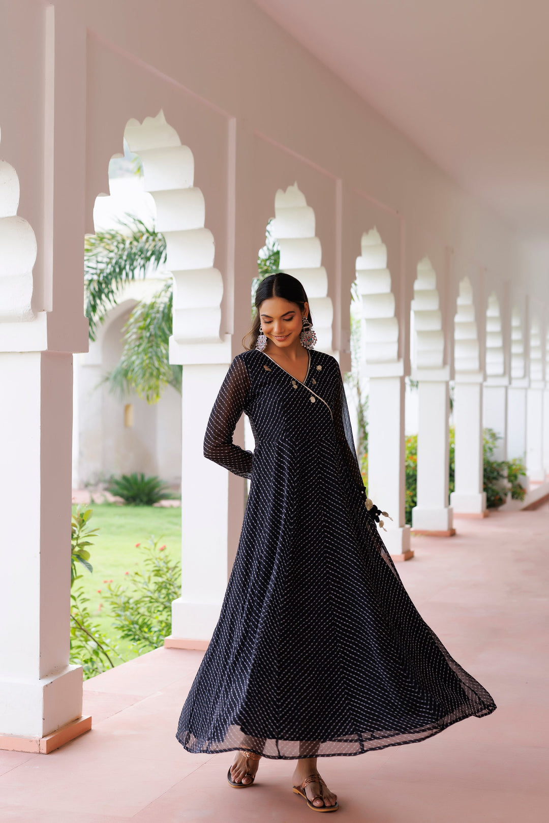 Black Leheriya Kurta