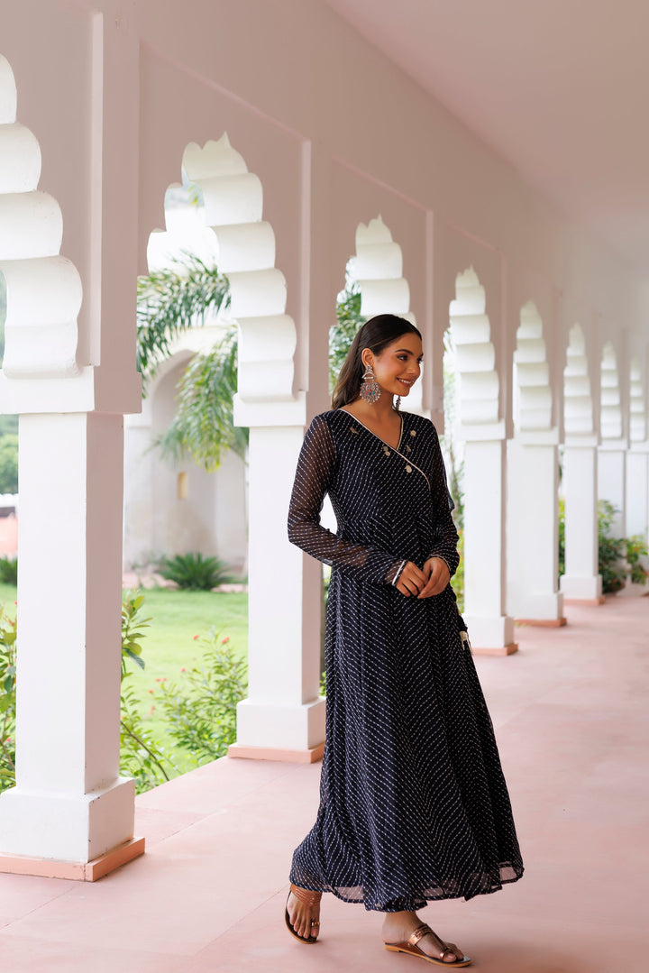 Black Leheriya Kurta