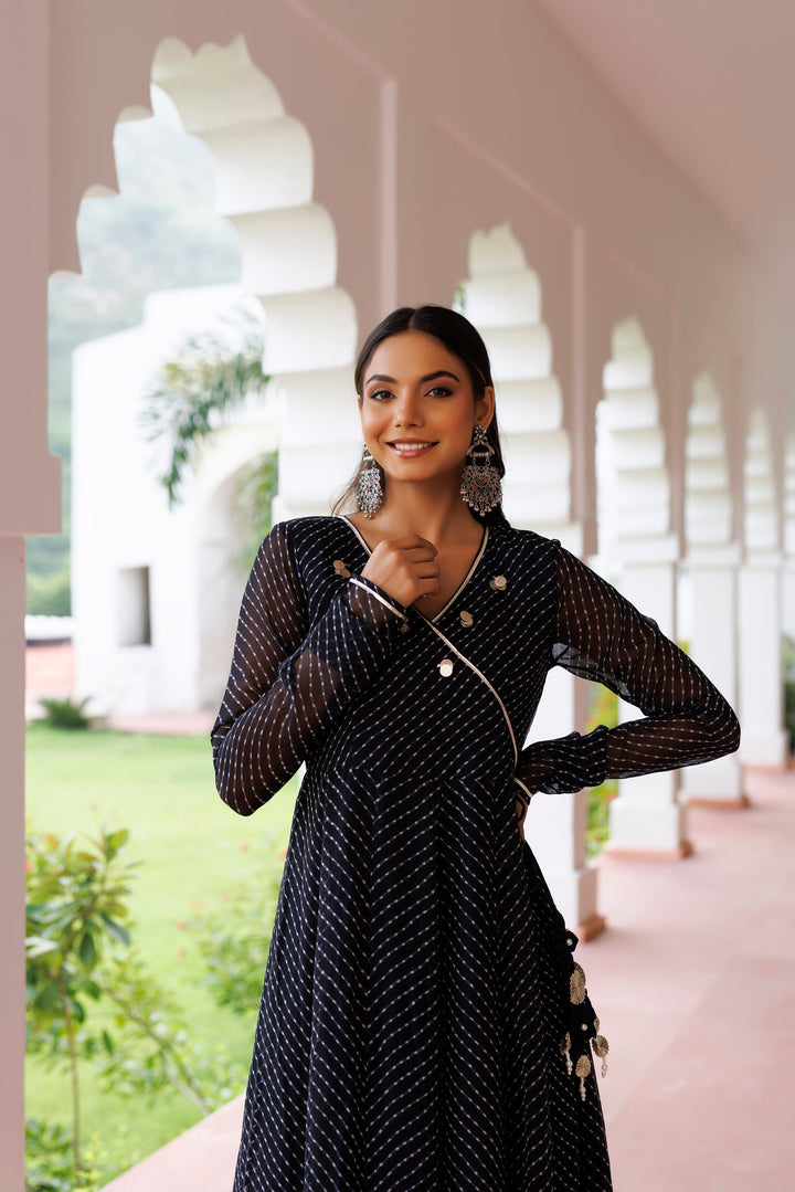 Black Leheriya Kurta