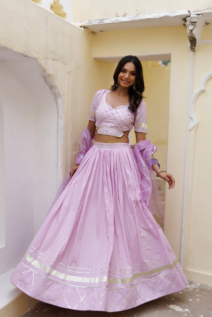 Festival Bloom Lilac Lehenga Set  - By Ragavi - qivii