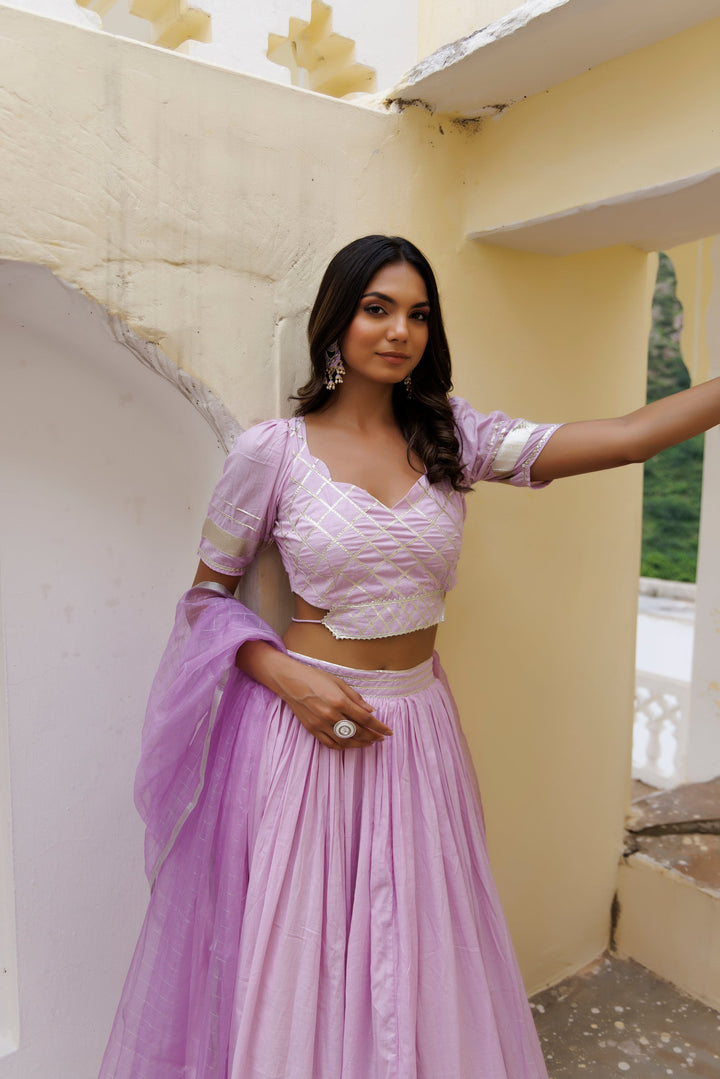 Festival Bloom Lilac Lehenga Set  - By Ragavi - qivii