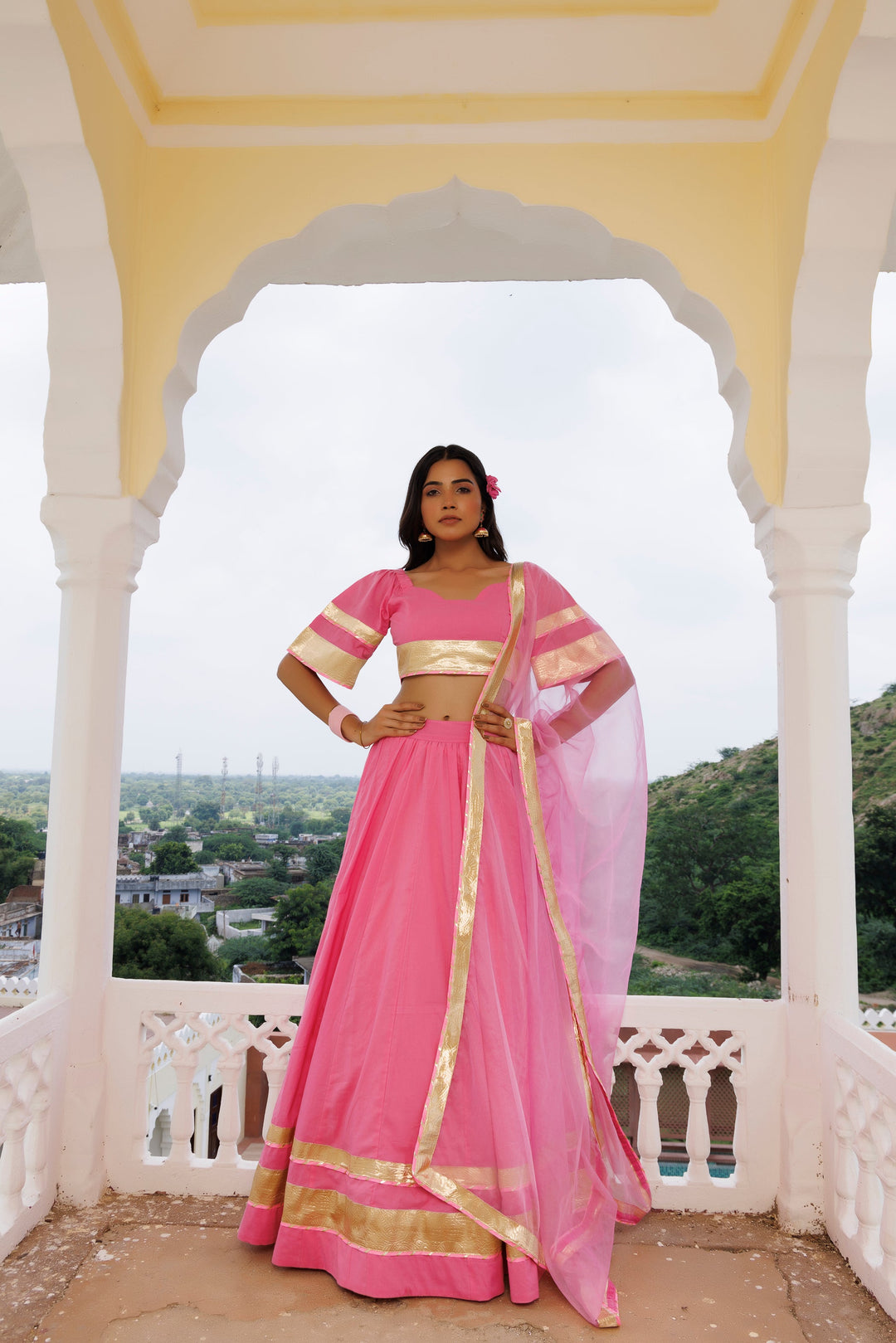 Calypso Coral Pink Lehenga Set  - By Ragavi - qivii