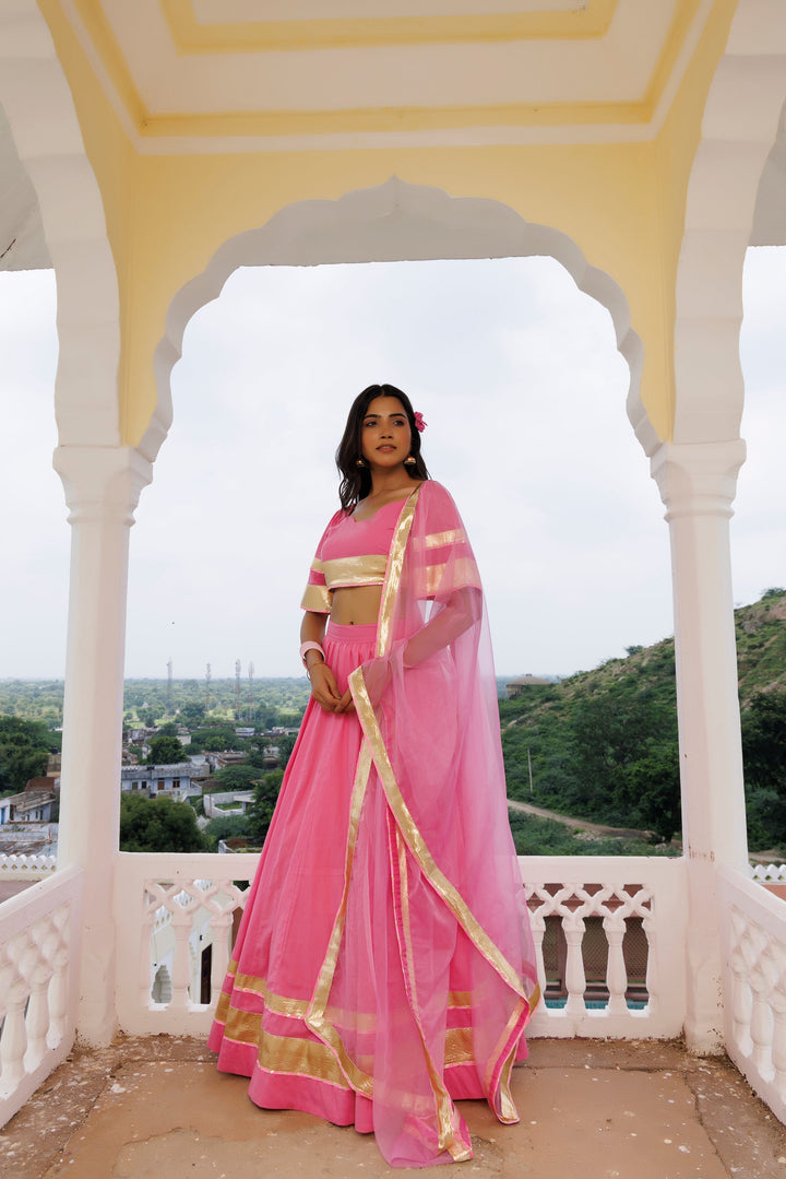 Calypso Coral Pink Lehenga Set  - By Ragavi - qivii