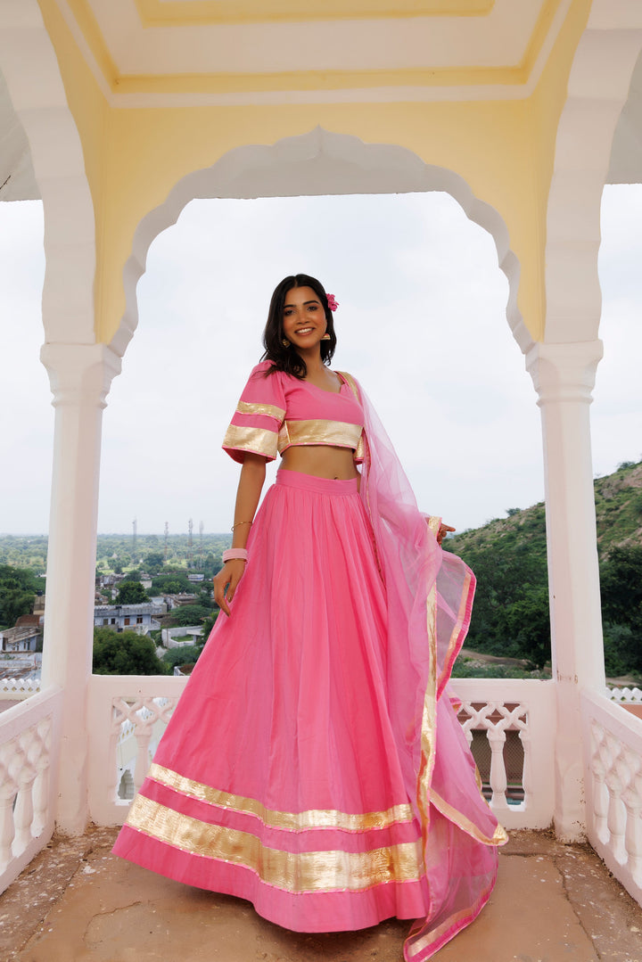 Calypso Coral Pink Lehenga Set  - By Ragavi - qivii