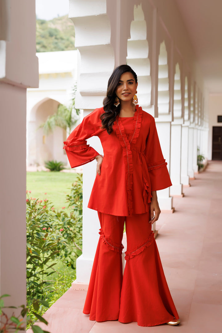 EmberGlow Red Co-ord Set  - By Ragavi - qivii