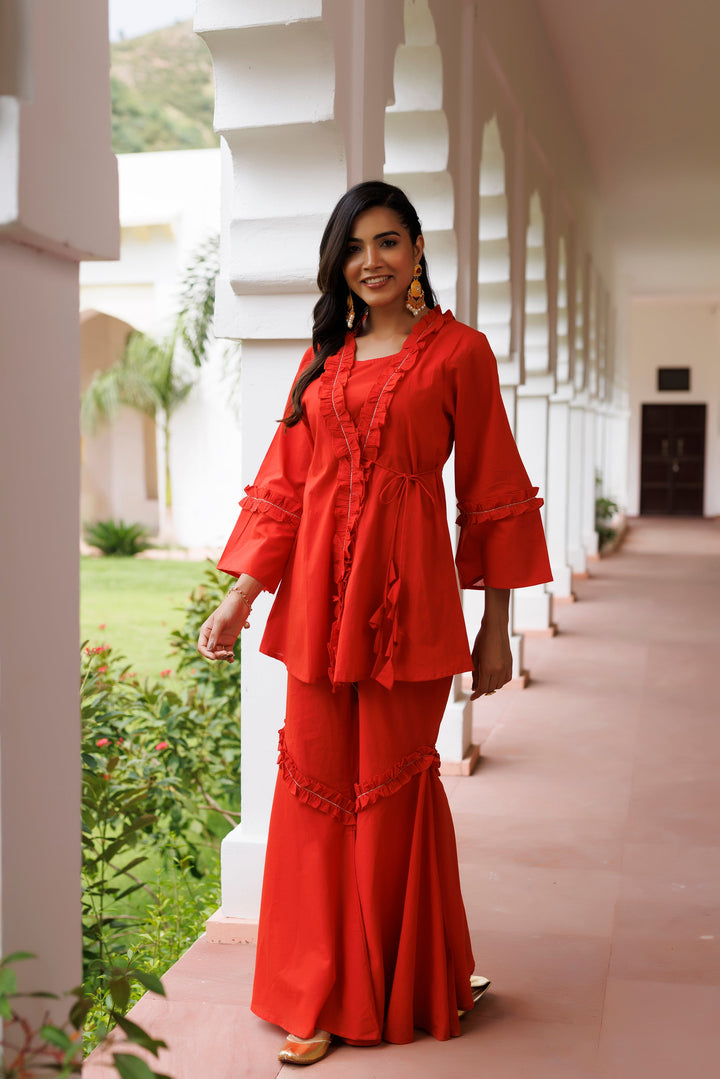 EmberGlow Red Co-ord Set  - By Ragavi - qivii