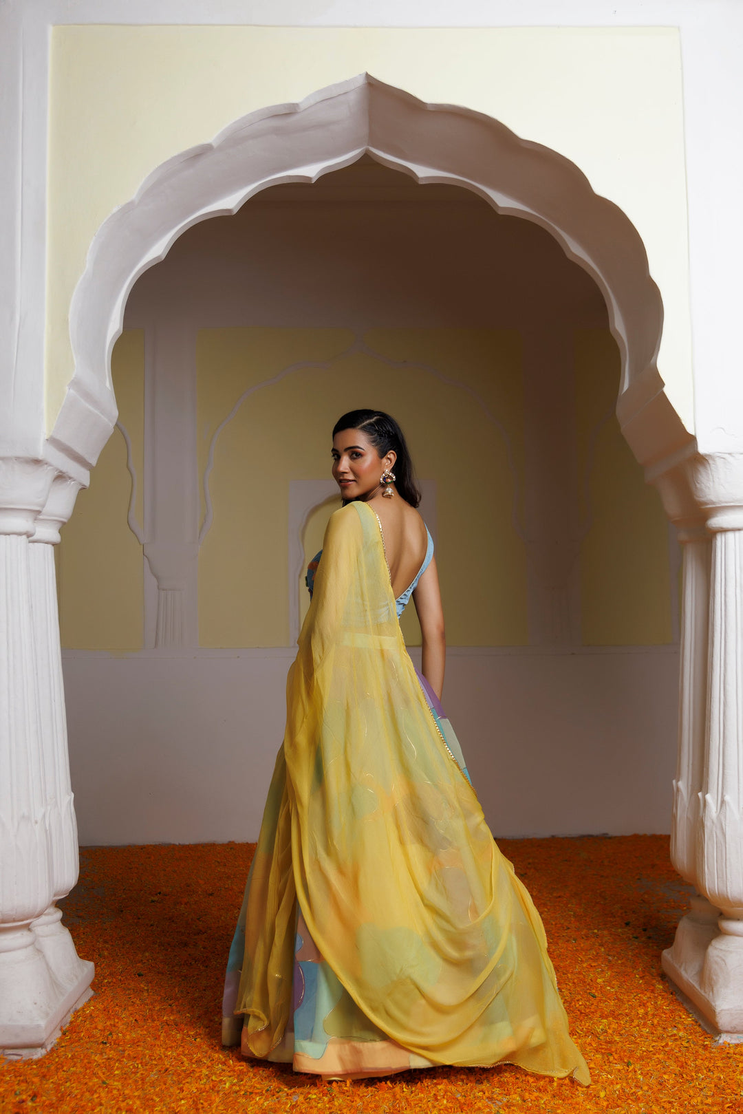 Steel Blue Multicolour Lehenga Set  - By Ragavi - qivii