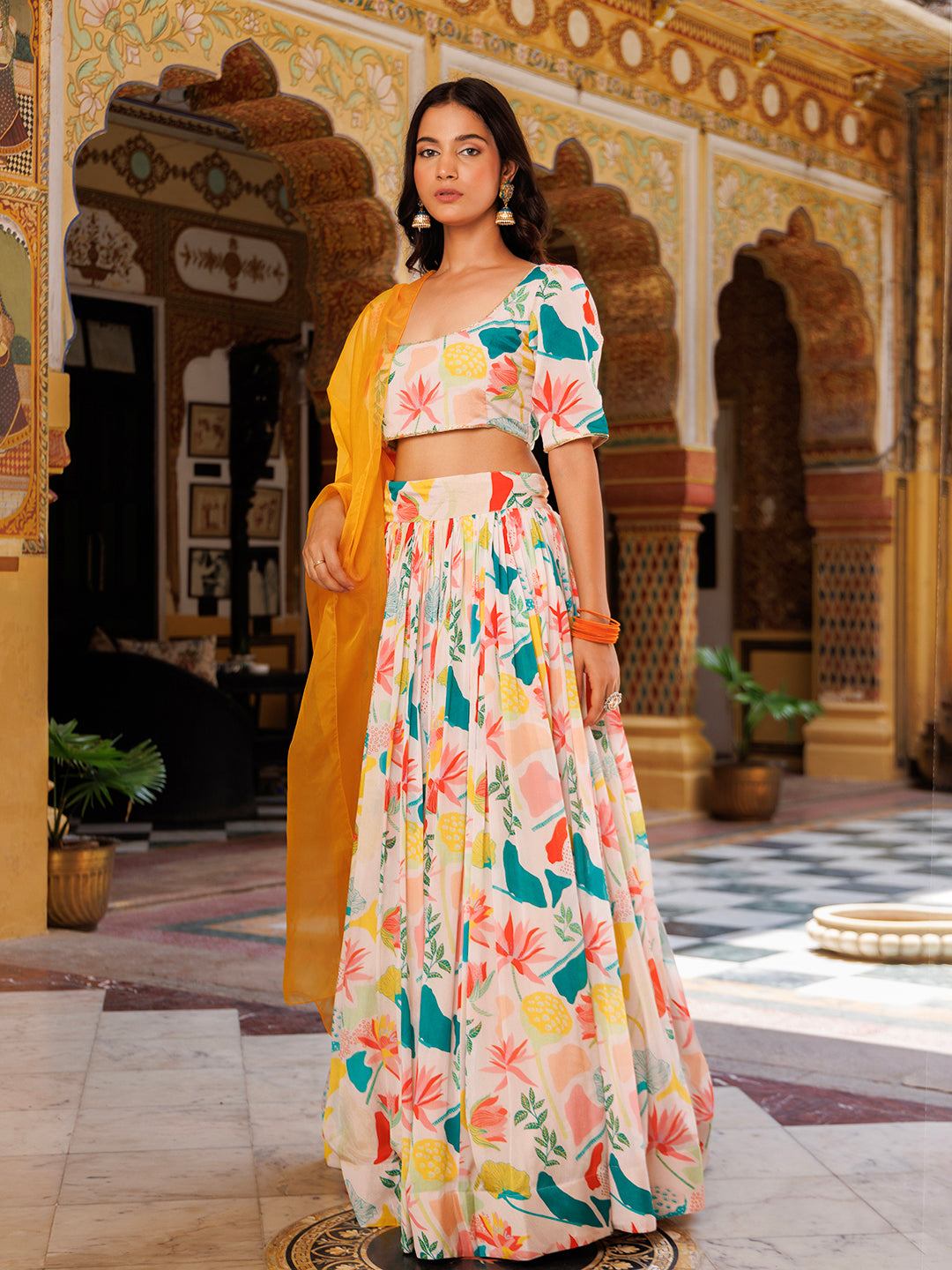 Multicolor Printed lehnga set  - By Ragavi - qivii