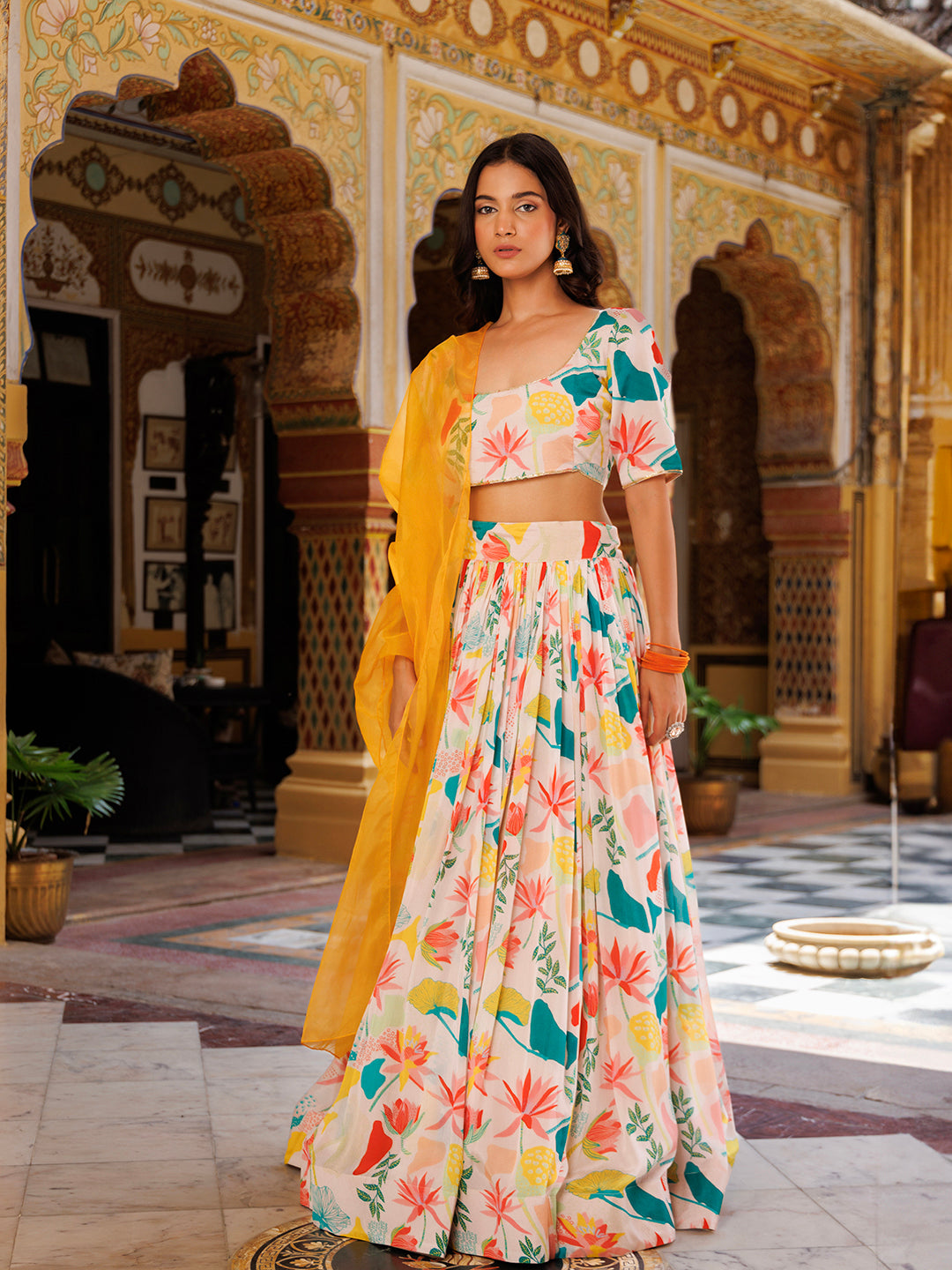 Multicolor Printed lehnga set  - By Ragavi - qivii