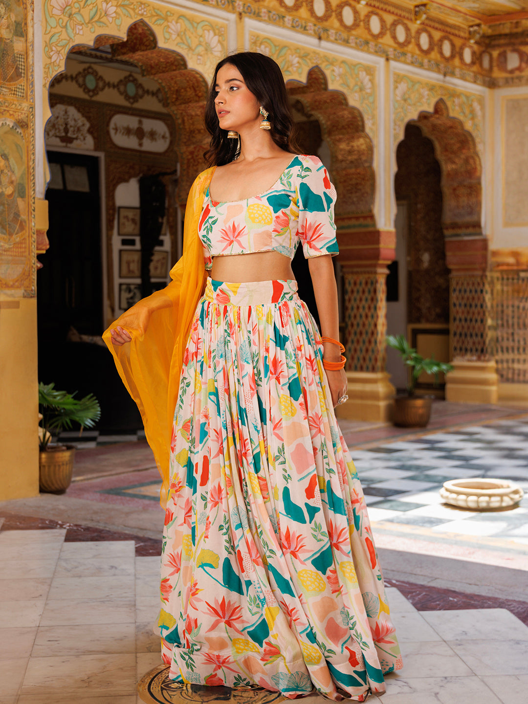 Multicolor Printed lehnga set  - By Ragavi - qivii