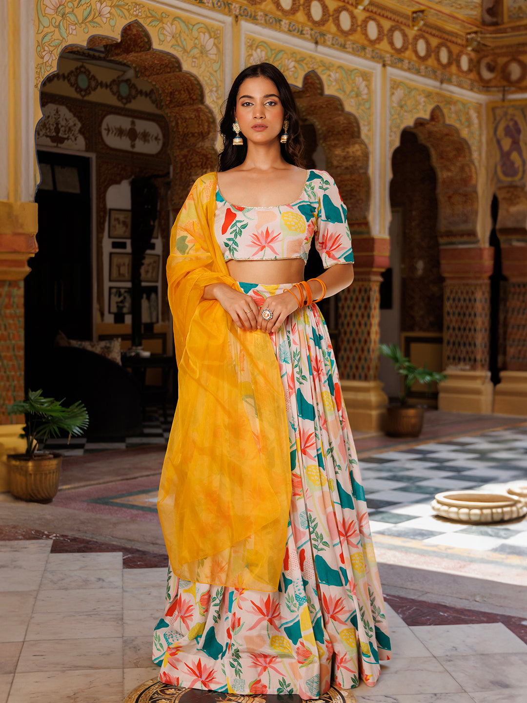 Multicolor Printed lehnga set  - By Ragavi - qivii
