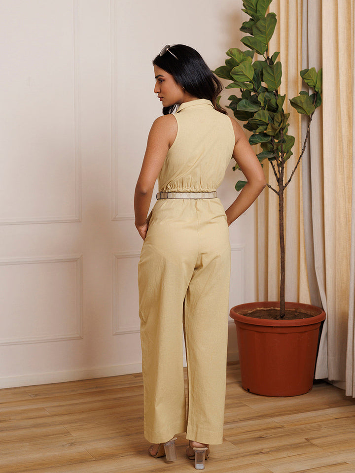 Kermil Beige Linen Jumpsuit  - By Ragavi - qivii