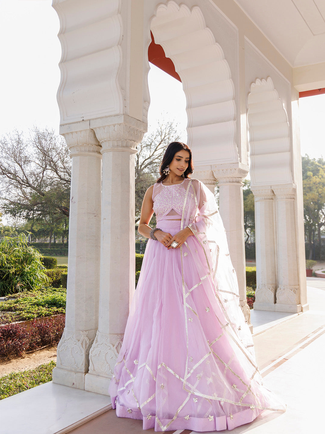 Petal Purple Organza Lehenga Set  - By Ragavi - qivii