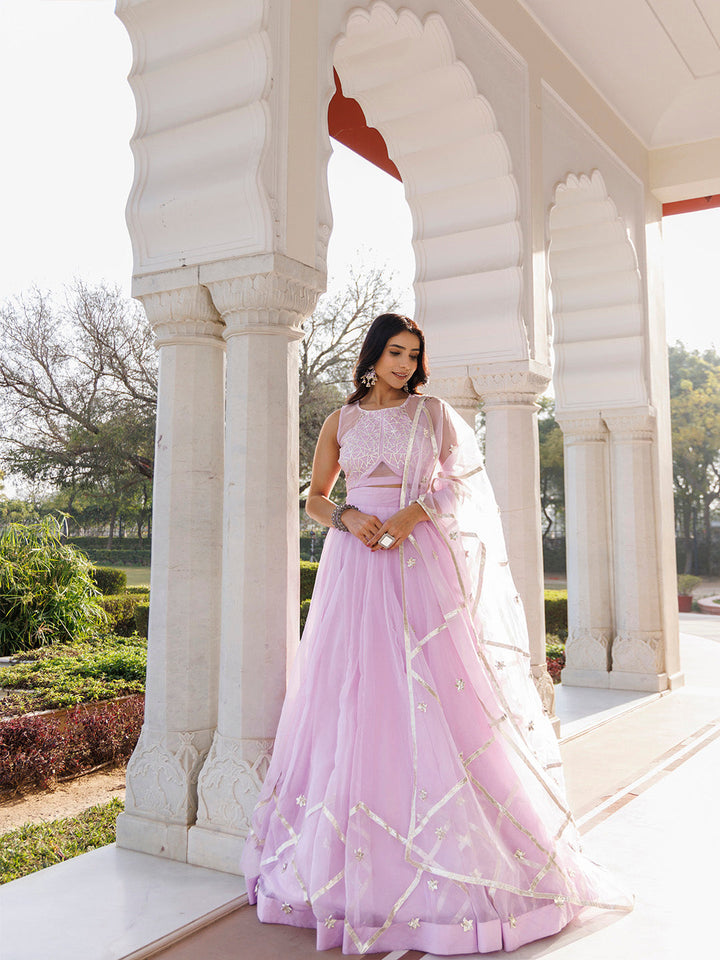 Petal Purple Organza Lehenga Set  - By Ragavi - qivii