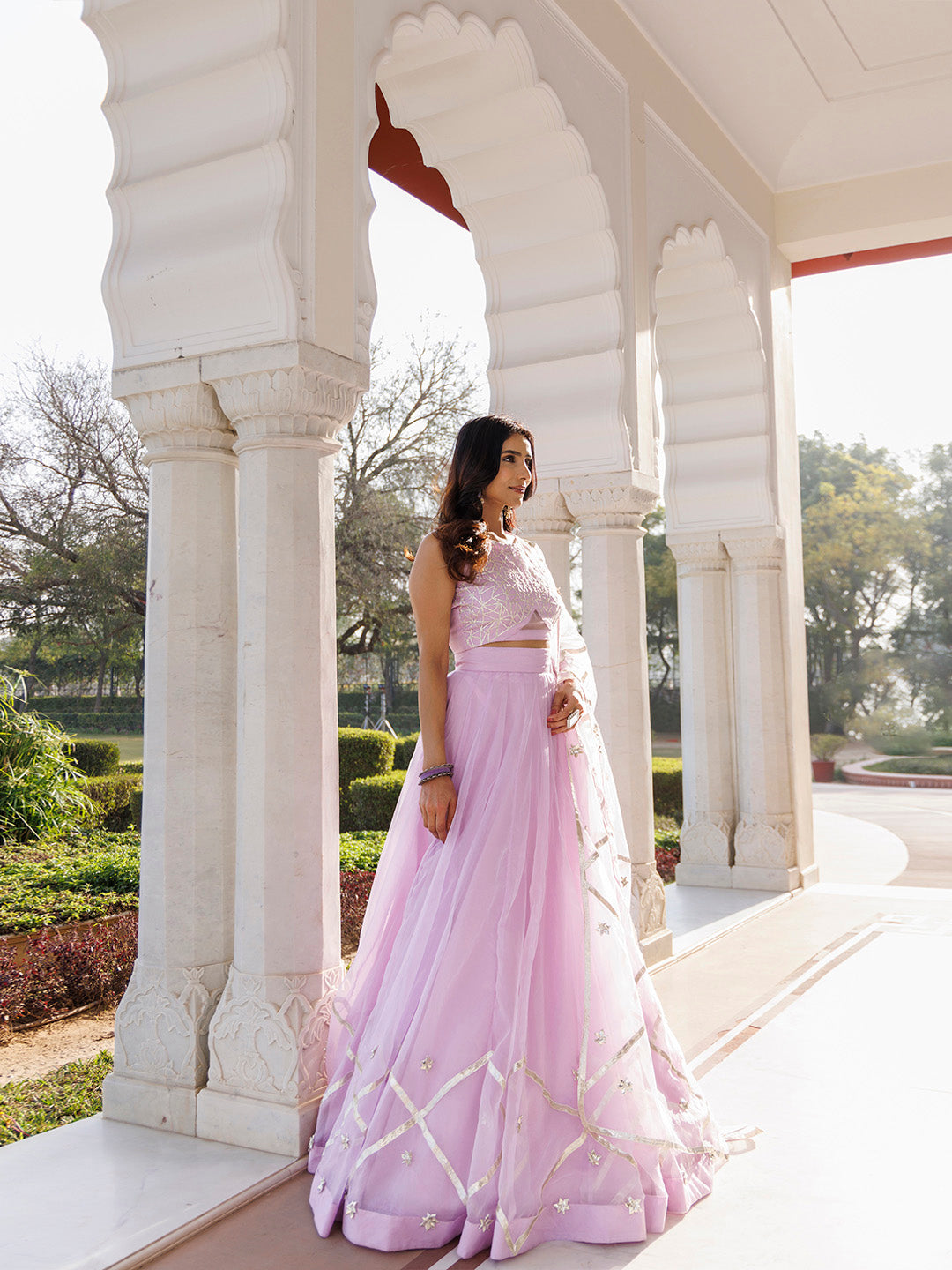 Petal Purple Organza Lehenga Set  - By Ragavi - qivii