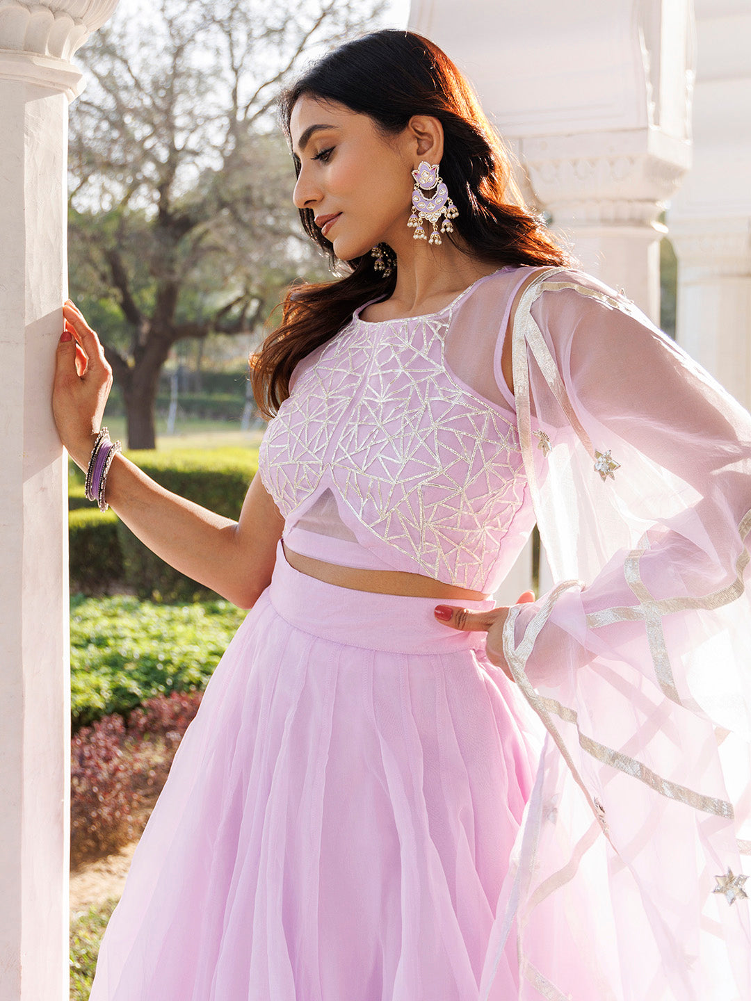 Petal Purple Organza Lehenga Set  - By Ragavi - qivii