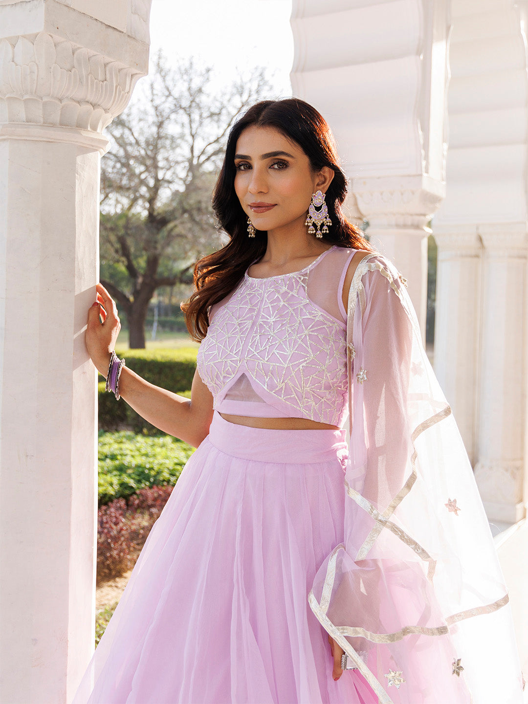 Petal Purple Organza Lehenga Set  - By Ragavi - qivii