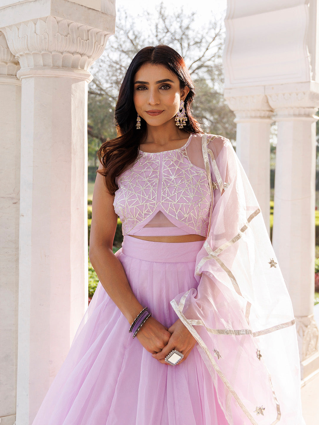 Petal Purple Organza Lehenga Set  - By Ragavi - qivii