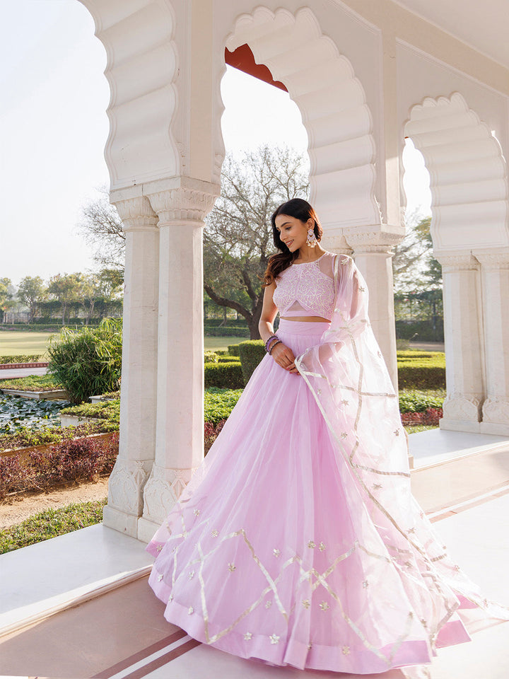 Petal Purple Organza Lehenga Set  - By Ragavi - qivii