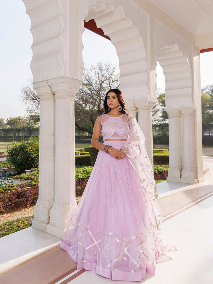 Petal Purple Organza Lehenga Set  - By Ragavi - qivii